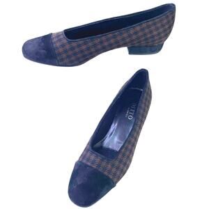 Ditto By Van Eli Women’s Black Brown Houndstooth Low Chunky Heel Flats Size 8